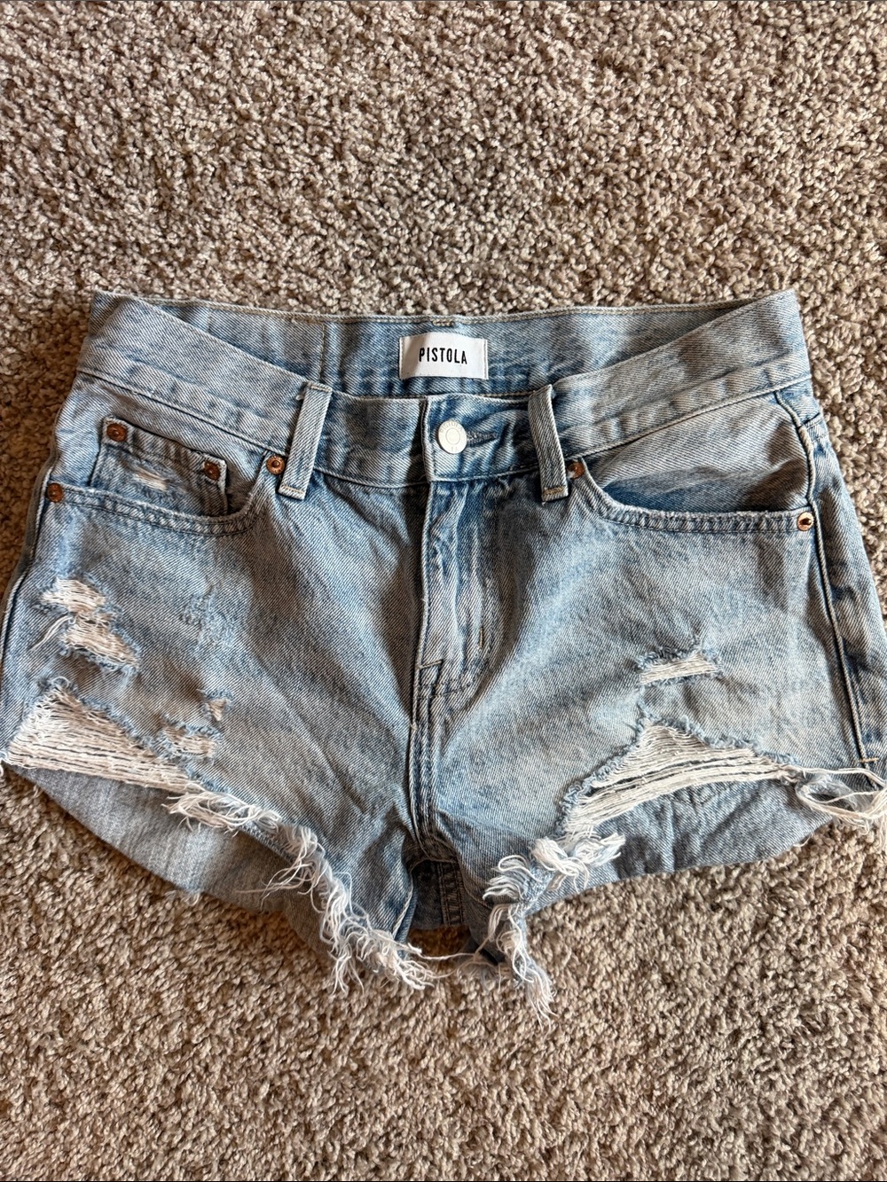 Pistola Light Wash Distressed Denim Cutoff Shorts